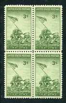 Iwo Jima Flag Raising Mint Block of 4 United States, 1945